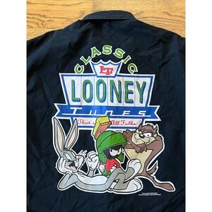 Vintage 1994 Looney Tunes Sun Sportswear Black Button Down Shirt Large Bugs Taz